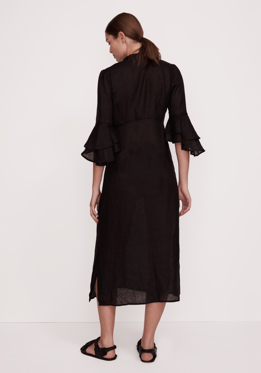 Women Cotton Wool | Morrison Ellison Linen Dress Black