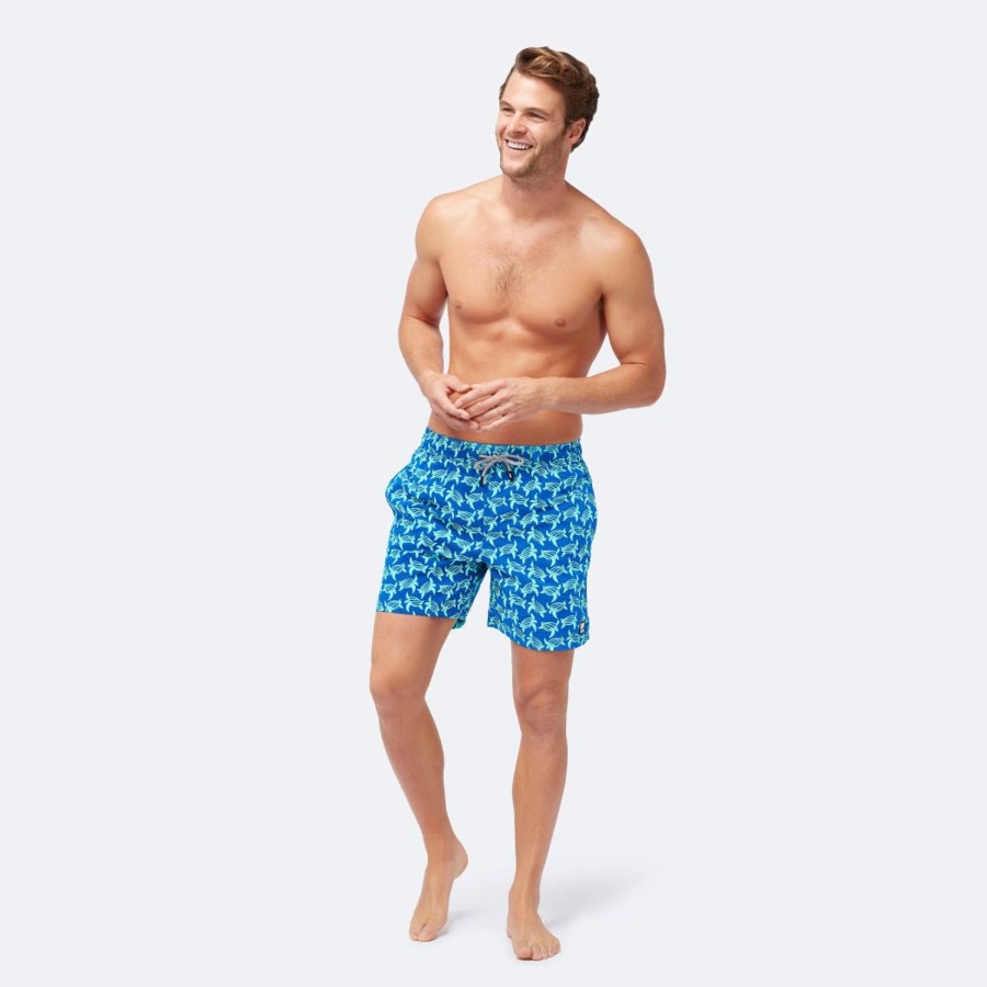 Men Cotton Wool | Tom And Teddy Turtle Swim Shorts Blue