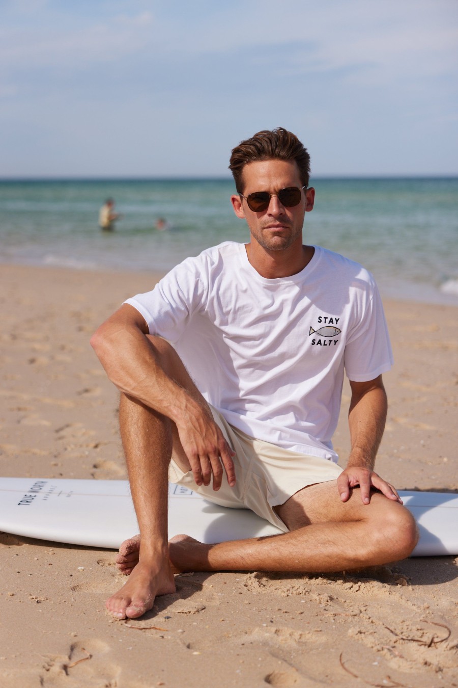 Men Cotton Wool | True North Stay Salty Tee White