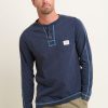 Men Cotton Wool | Brakeburn Navy Long Sleeve Henley Tee